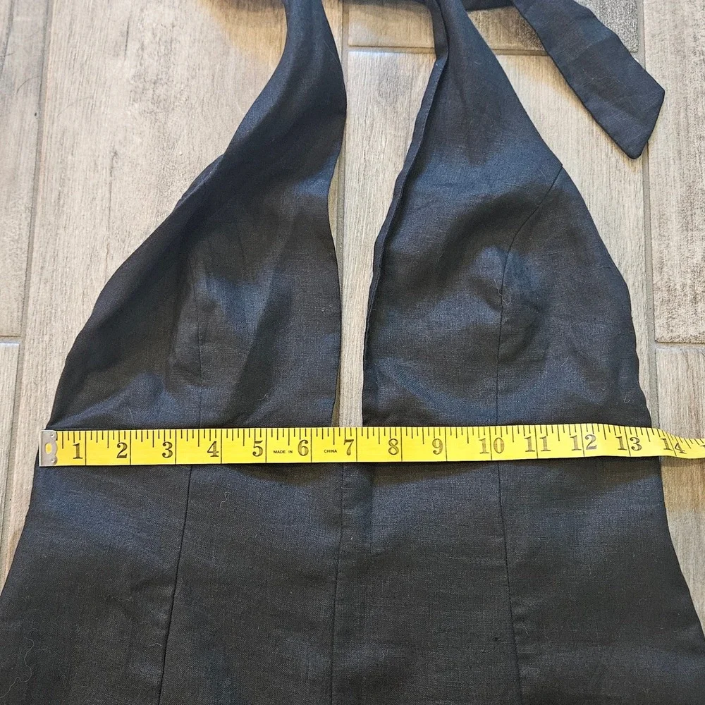 Wilfred Jumpsuit Size 4 Black Linen Halter Wide Leg Open Back Summer Chic